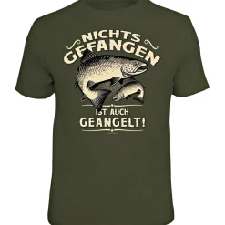 Rahmenlos Angelshirts & Angel-Oberteile<"Nichts gefangen ist auch geangelt" T-Shirt Unisex (Grün)