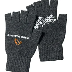 New Savage Gear Knitted Half Finger Gloves Unisex (Dark Grey Melange)
