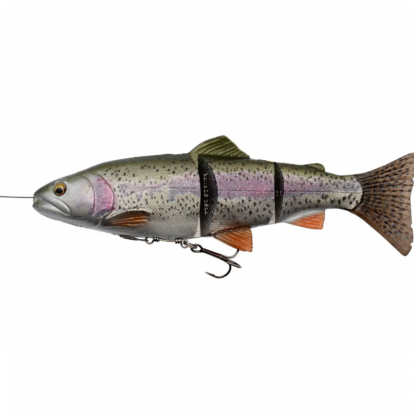 Savage Gear Gummiköder ·Fertig Montierte Gummifische|Raubfischangeln Kunstköder<Softbait 4D Line Thru Trout (sinkend, Rainbow)