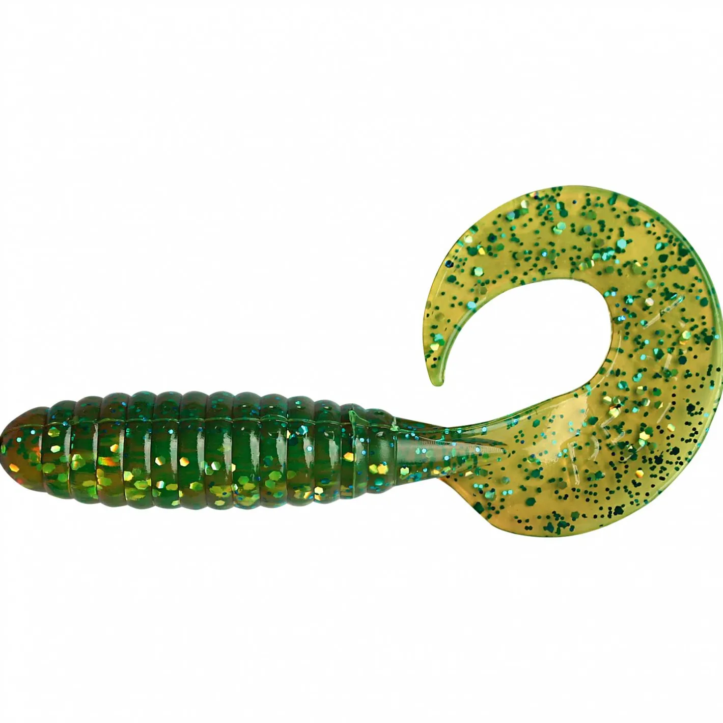 ShadXperts Gummiköder ·Twister|Raubfischangeln Kunstköder<Twister 4" (Grün Glitter/Motoroil Glitter)