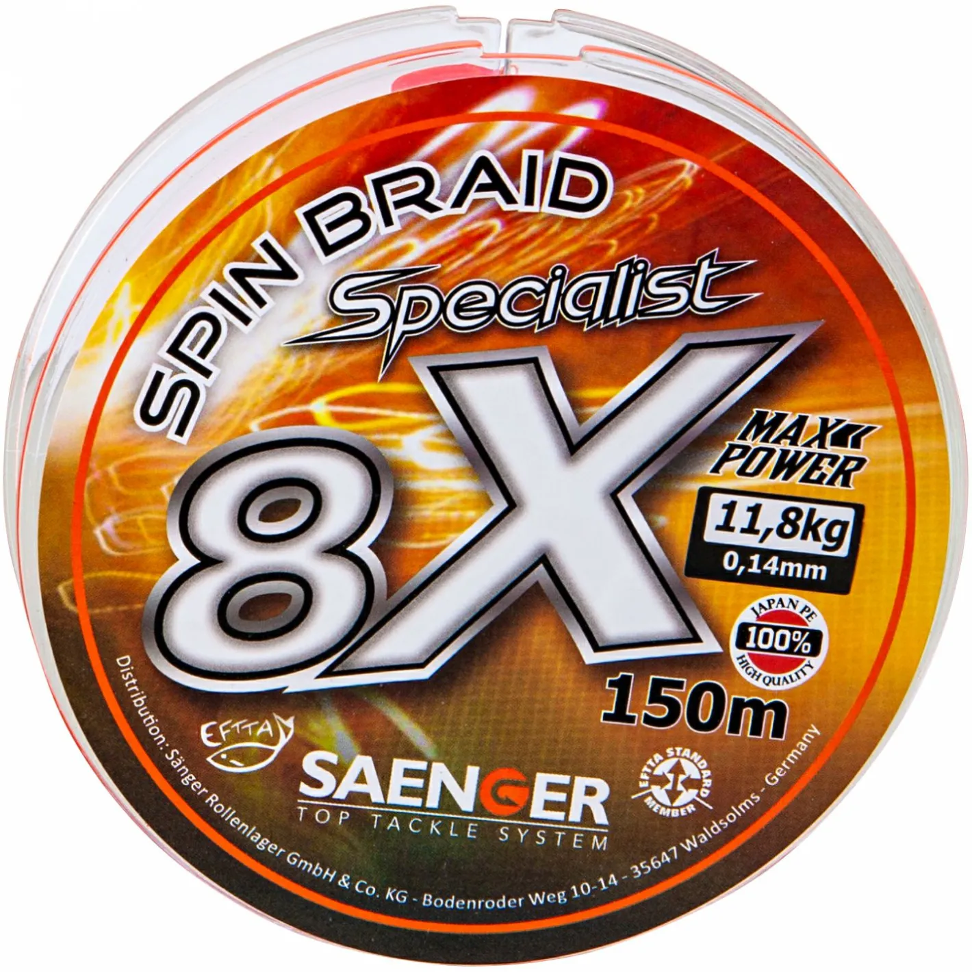 Hot Su00e4nger Sänger Angelschnur Spin Braid Specialist 8x (fluo/orange)