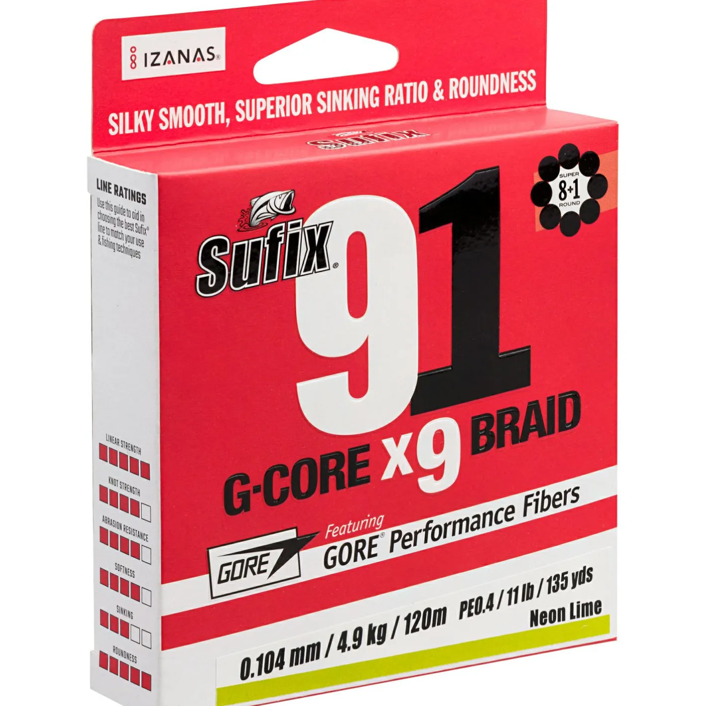 Sale Sufix Geflechtschnur 91 Braid (Lo-Vis Green, 300 m)