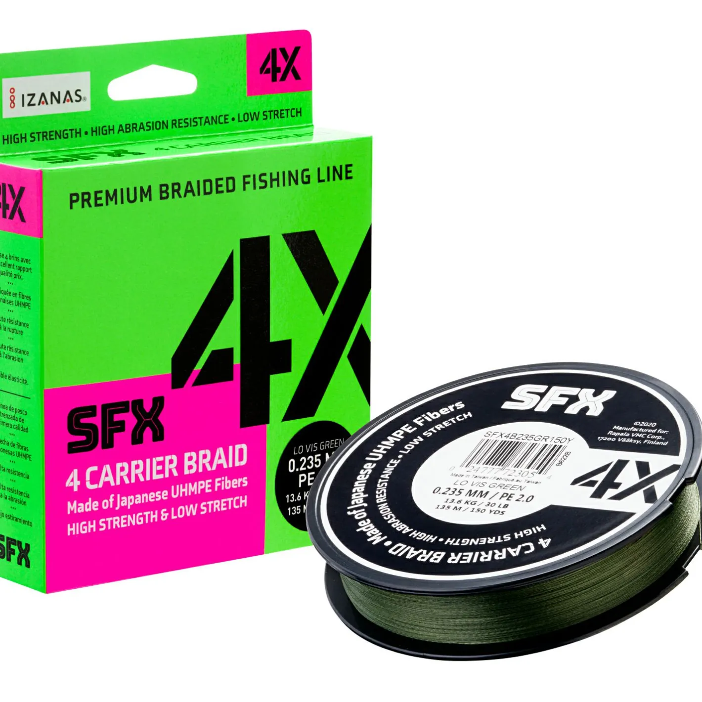 Clearance Sufix Geflechtschnur SFX 4 Carrier Braid (Lo-Vis Green, 135 m)