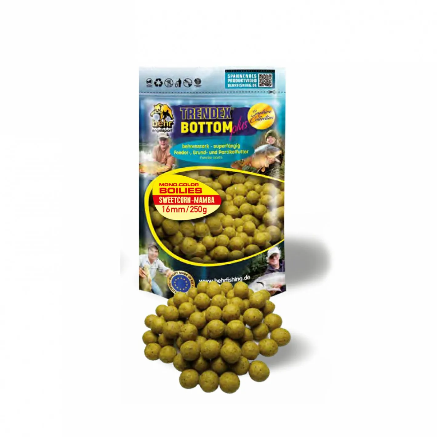 Trendex Karpfenfutter·Boilies & Popup Boilies|Karpfenfutter<Mono-Colour Boilies (Sweetcorn-Mamba)