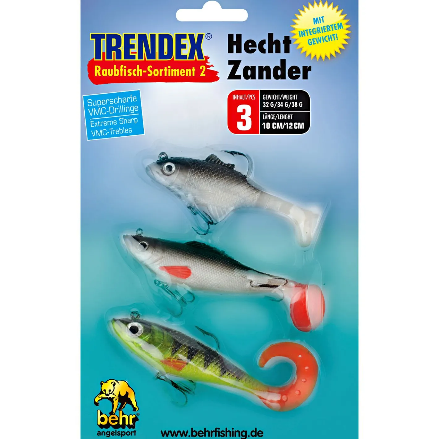 Trendex Kunstköder-Sets|Gummiköder ·Fertig Montierte Gummifische<Raubfisch Jig-Sortiment 2 (Hecht/Zander)