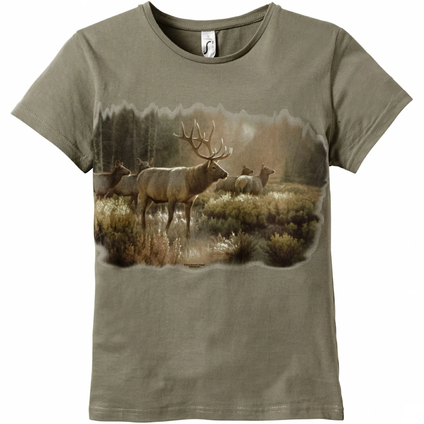 Damen Angelshirts & -Oberteile<T-Shirt "Rotwild" Damen (Oliv)