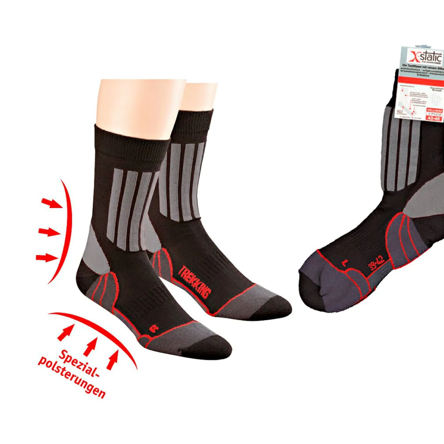 Outlet Wowerat Allround Sport- und Trekking-Socken Unisex, m. X-Static® (Schwarz)